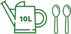 10 liter watering can with 2 tablespoons icon
